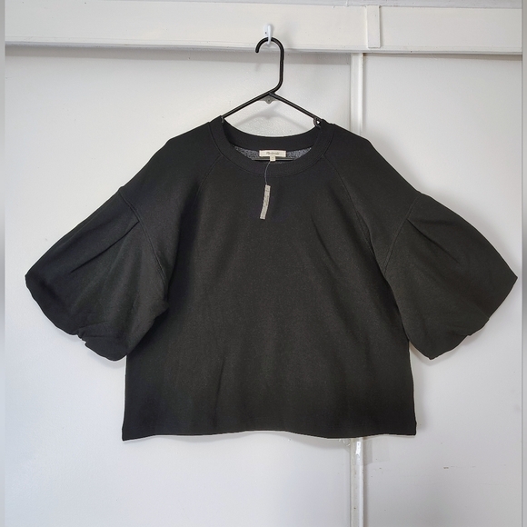 Madewell Puff Sleeve Sweatshirt Tee Women's Cotton Black sz XL. - Picture 3 of 16